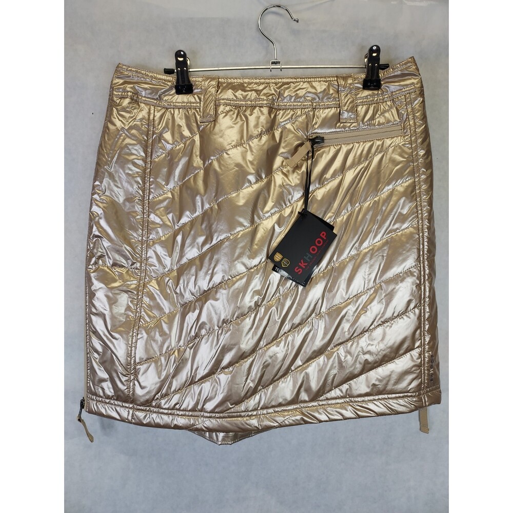 Skhoop Sandy Short Skirt Women's M Champagne Gold Quilted Zip Up Apres Ski NEW